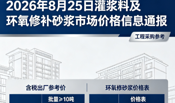 佛冈2026年8月25日灌浆料及环氧修补砂浆市场价格信息通报